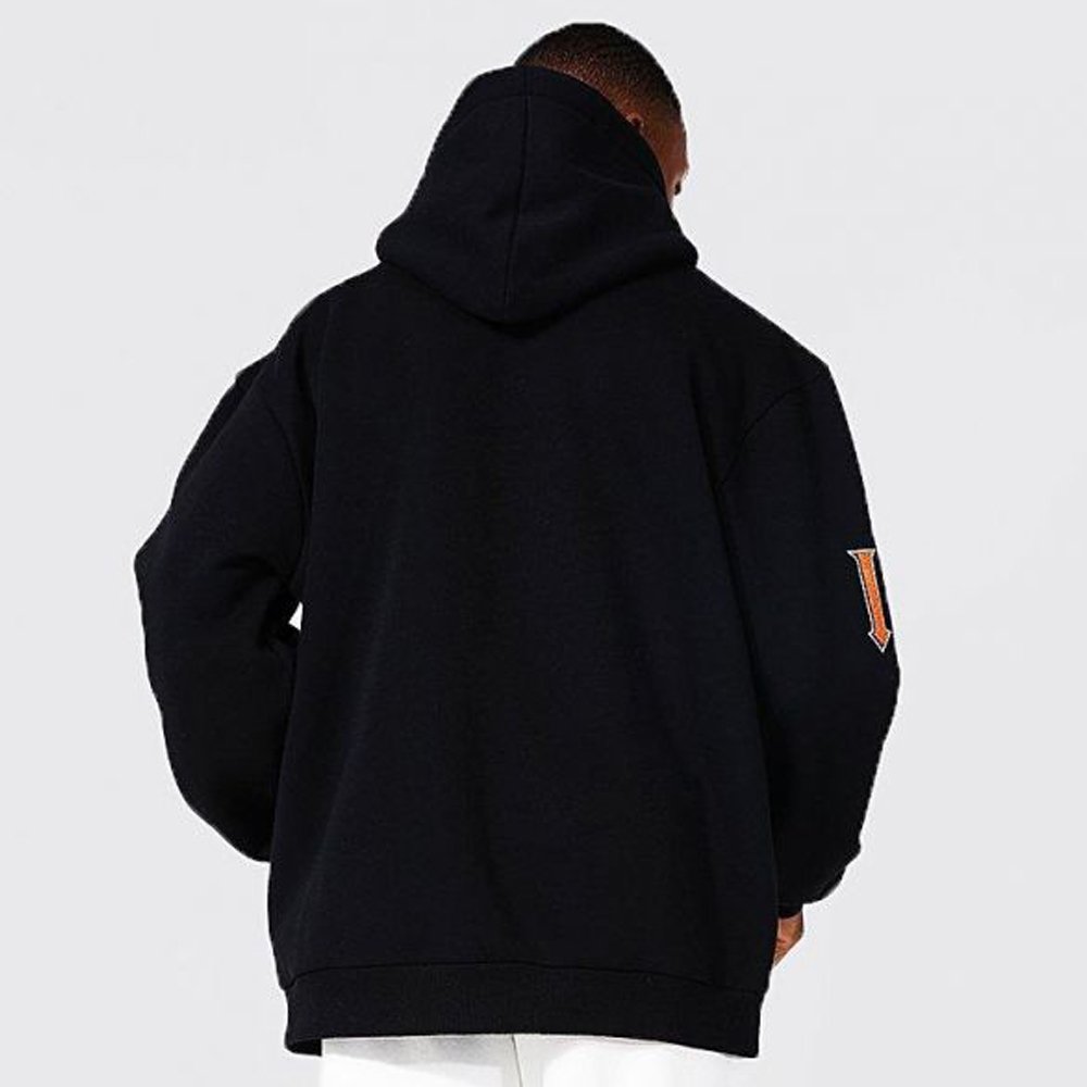 Oversized Homme Applique Varsity Hoodie – Black